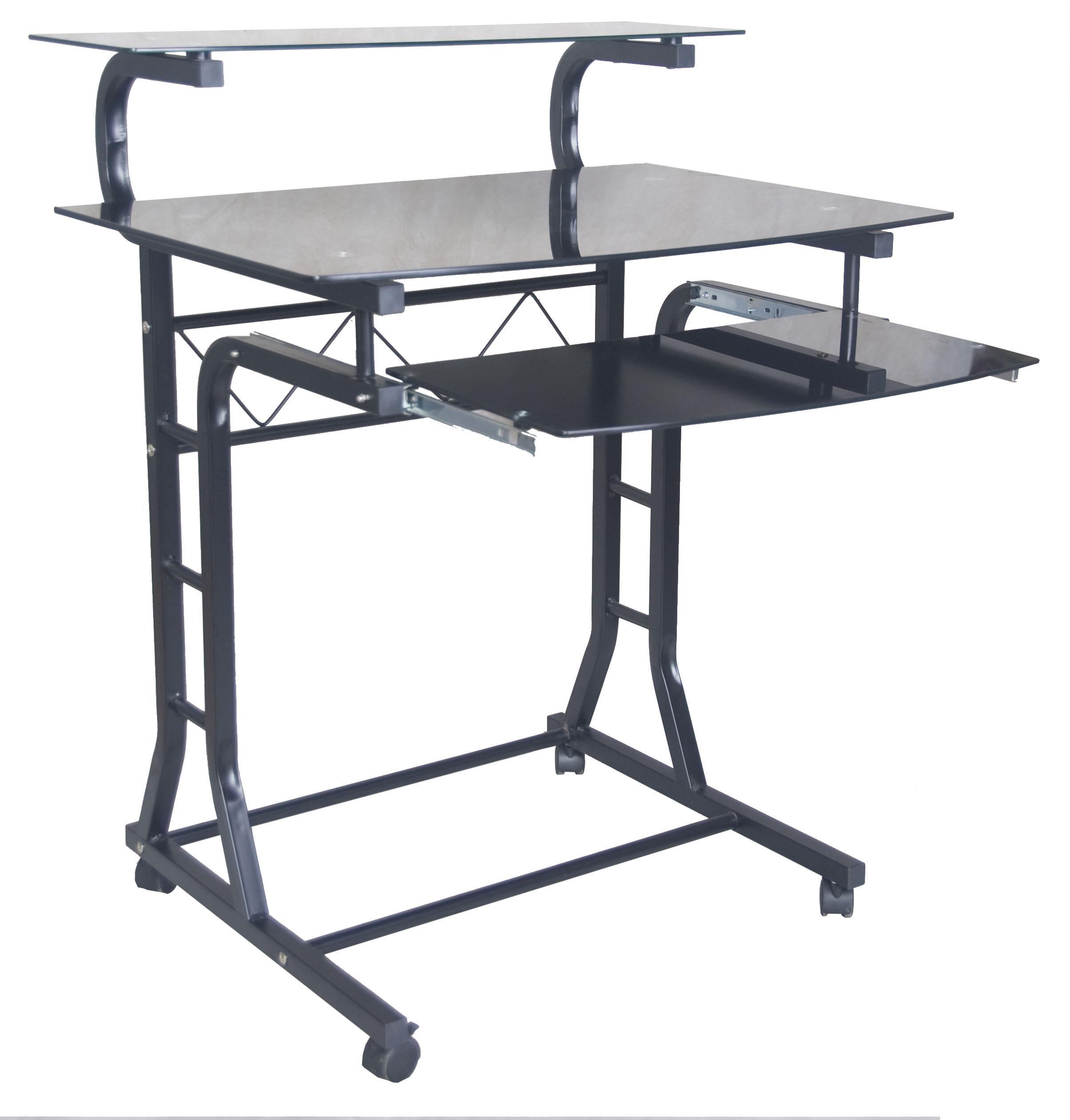 Office Furniture Xtech Desk Multi Lvl Nice BK Glass