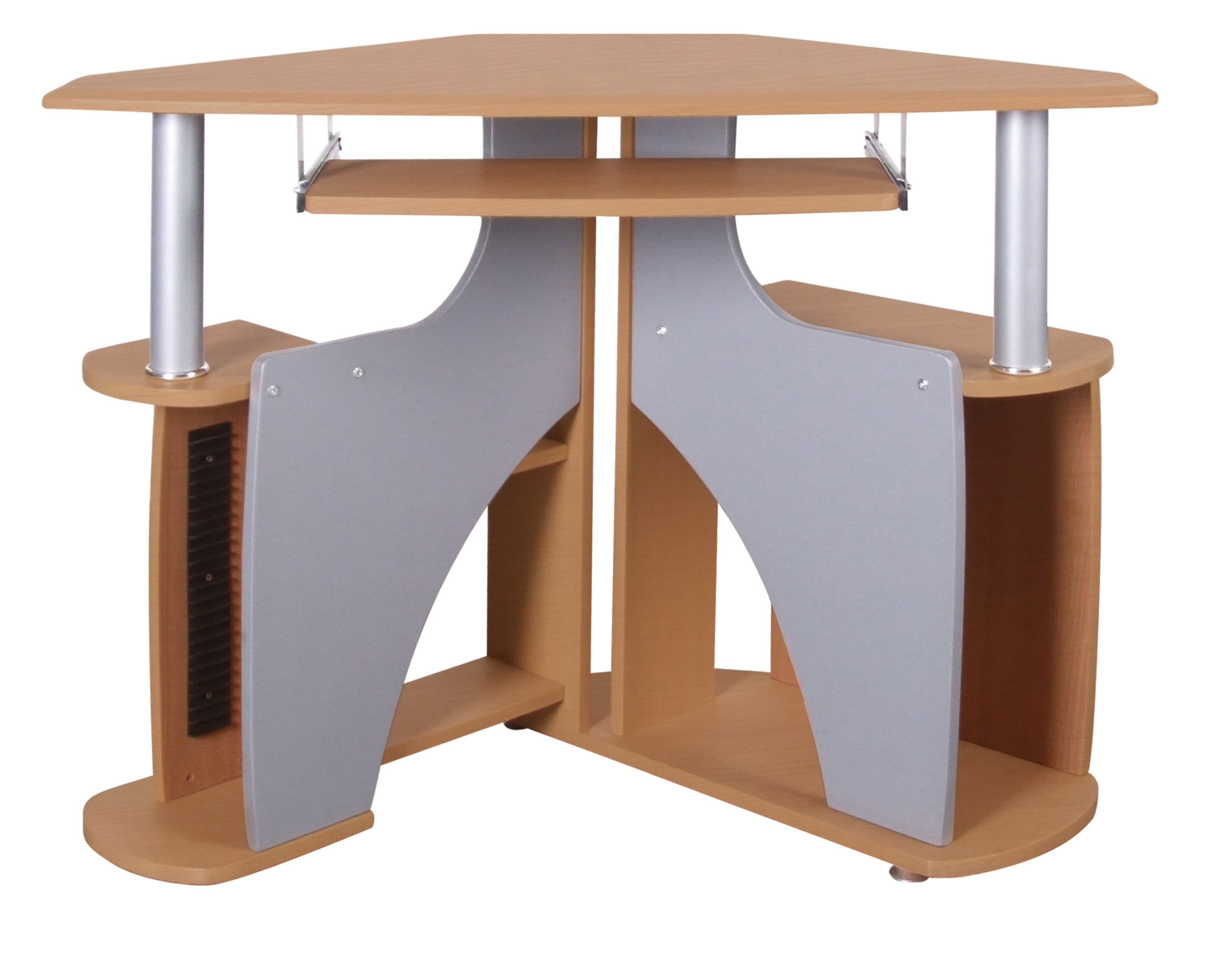 Office Furniture Xtech Desk Multi Lvl Orleans Cherry Silver frame